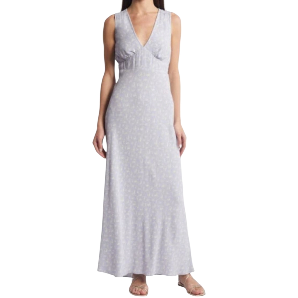 Nordstrom Treasure & Bond Light Purple‎ Floral V-neck Maxi Dress SZ XS NWT